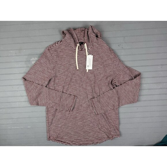 Vince Size M Mens Hooded Top Burgandy Stripe Long Sleeve Drawstring - Picture 1 of 4